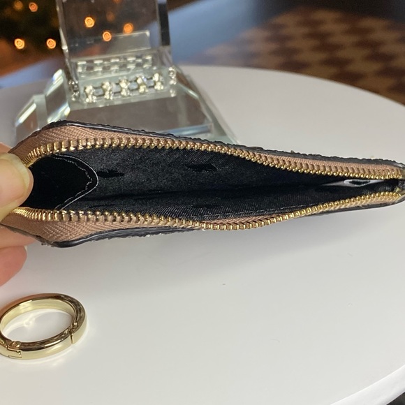 NEW! KATE SPADE Odette Wallet Gold Glitter Black Patent Leather L-Zip Keychain - Picture 8 of 13